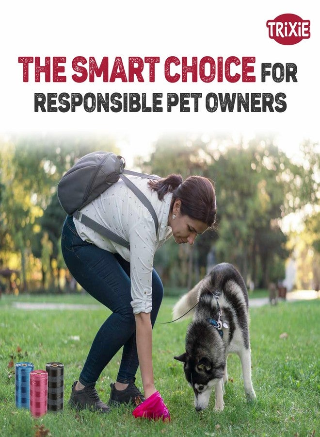 تريكسي أكياس فضلات الكلاب من تريكسي، أكياس لجمع فضلات الكلاب، بلاستيكية، مانعة للتسرب وسهلة الاستخدام (4 لفات من 20 كيسًا) - Image 2